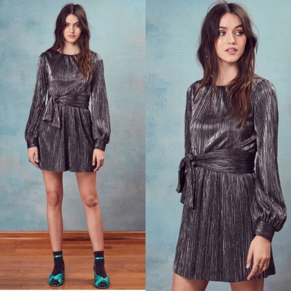 For Love & Lemons Marion Mini Dress in Gunmetal